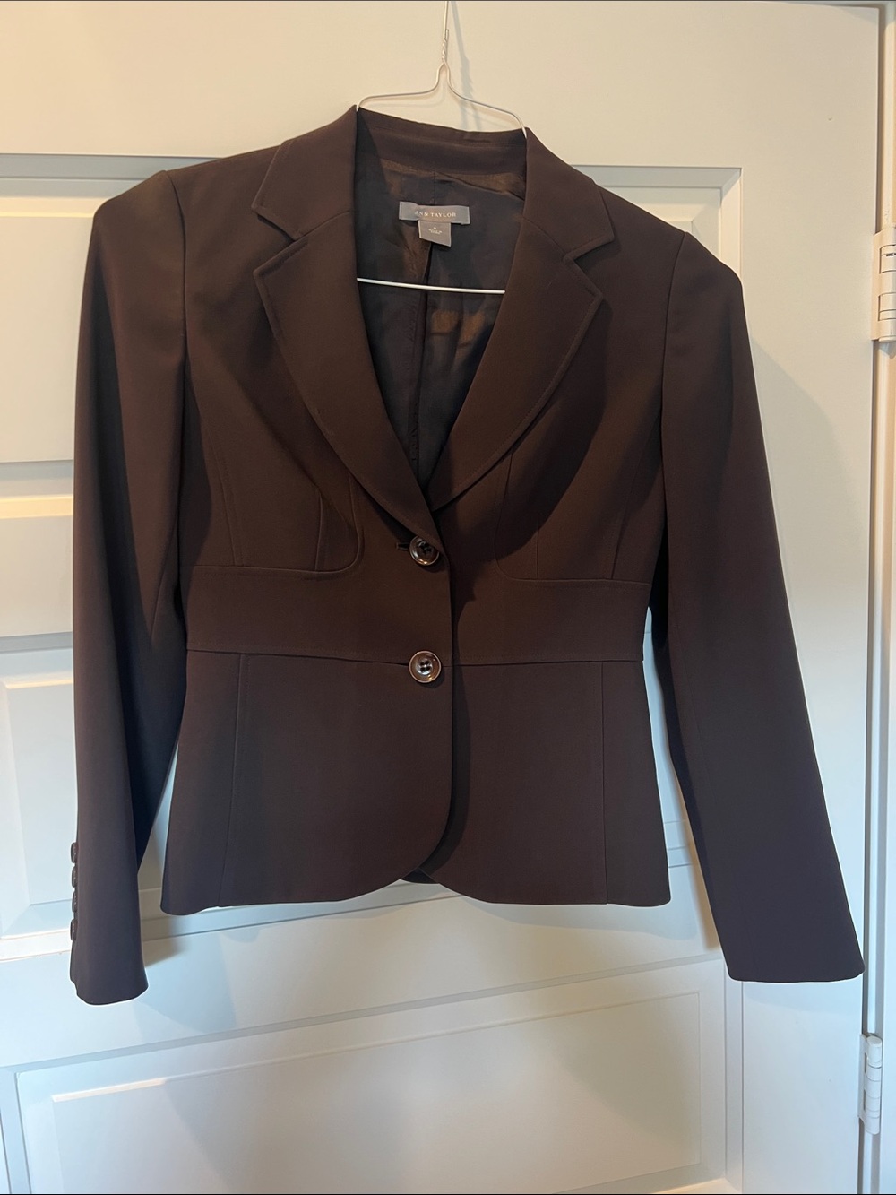 Ann Taylor Dark Brown Two-Button Tailored Blazer- Size 0